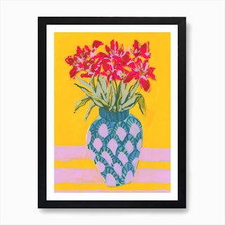 Vase Of Pink Flowers Art Print