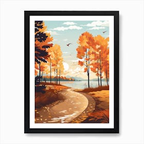 Autumn , Fall, Landscape, Inspired By National Park in the USA, Lake, Great Lakes, Boho, Beach, Minimalist Canvas Print, Travel Poster, Autumn Decor, Fall Decor 30 Art Print