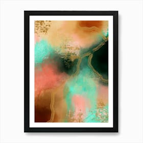 Luxury Green Agathe Gold Abstract Art Art Print