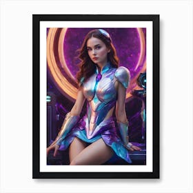 Sexy girl in spacesuit Art Print