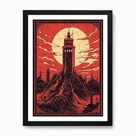 The Tower Tarot Card, Vintage 0 Art Print