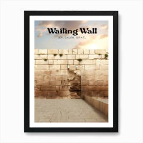 Wailing Wall Jerusalem Israel Old City Modern Travel Illustration Art Print