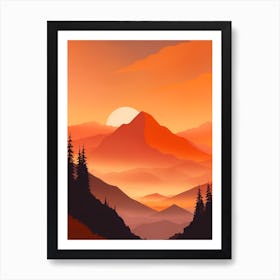 Misty Mountains Vertical Composition In Orange Tone 19 Art Print