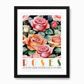 Roses Watercolor Painting Art Print