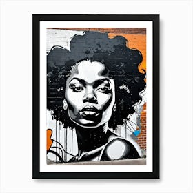 Vintage Graffiti Mural Of Beautiful Black Woman 8 Art Print