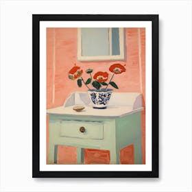 Bathroom Vanity Painting With A Poppy Bouquet 4 Art Print