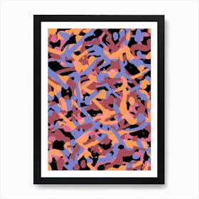 Blue Brown And Pink Dribbles Art Print