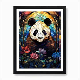 Panda Art In Stained Glass Art Style 3 Art Print