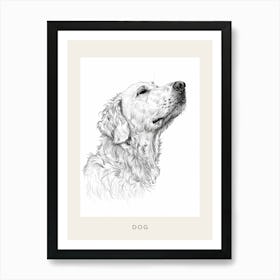 Hairy Dog Line Sketch 1 Poster Art Print