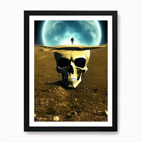 Skull On The Moon Art Print