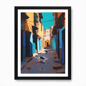 Painting Of A Marrakech With A Cat In The Style Of Of Pop Art 2 Art Print