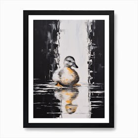 Detailed Duckling With Minimalist Black Background Art Print