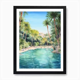 Swimming In Marbella Spain Watercolour Art Print