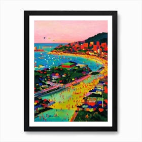 Haeundae Beach, Busan, South Korea Hockney Style Art Print