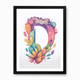 Colorful Letter D Illustration 52 Art Print