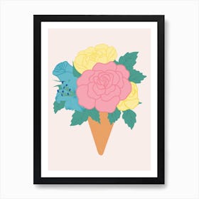 Pastel Ice Crem With Roses Art Print