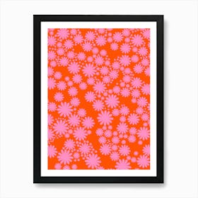 Daisy Garden | 07 - Pink And Orange Art Print