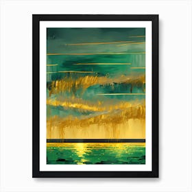 Sunset In Green And Gold Art Print