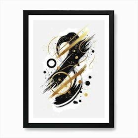 Gold And Black Abstract Painting 53 Art Print