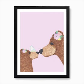 Mama Bear And Girl Cub Art Print