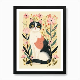 Cat In Flowers 6 Art Print