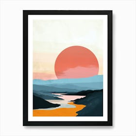 Sunset In The Desert, Minimalism 2 Art Print