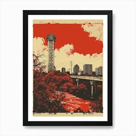 Duotone Illustration Red River Cultural District Austin Texas 1 Art Print