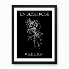 English Rose Black And White Line Drawing 23 Poster Inverted Art Print