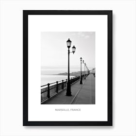 Poster Of Nice, France, Photography In Black And White 4 Art Print