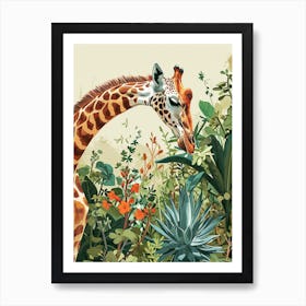 Giraffes Looking Over The Leaves 1 Art Print