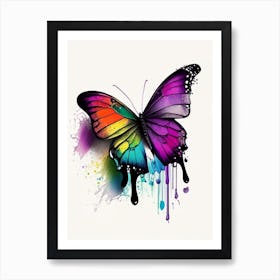 Butterfly On Rainbow Graffiti Illustration 1 Art Print