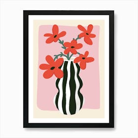 Red Flowers In A Vase Art Print