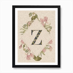 Floral Monogram Z Art Print