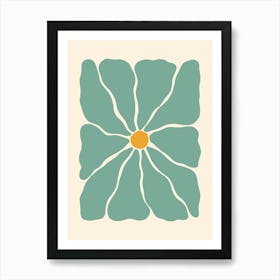 Abstract Flower 01 - Teal Art Print