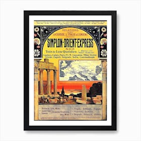 From Switzerland To Italy And To Orient Vintage Railway Poster Art Print
