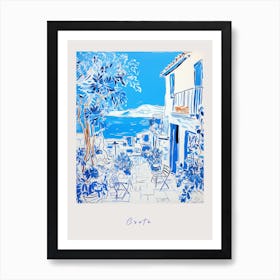 Crete Greece Mediterranean Blue Drawing Poster Art Print