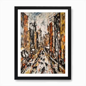 Painting Of A Berlin With A Cat In The Style Of Abstract Expressionism, Pollock Style 4 Art Print