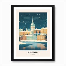 Winter Night  Travel Poster Helsinki Finland 1 Art Print