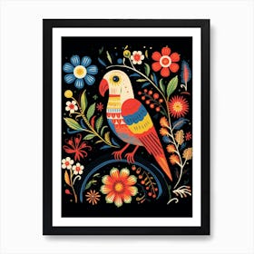 Folk Bird Illustration Parrot 1 Art Print