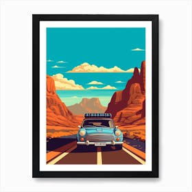 A Mini Cooper In The Andean Crossing Patagonia Illustration 1 Art Print