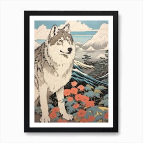 Japanese Wolf Illustration 1 Art Print