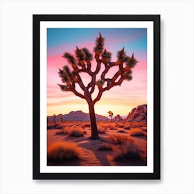 Joshua Tree At Dawn In The Desert In South Western Style  (1) Art Print