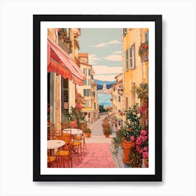 Cannes France 7 Vintage Pink Travel Illustration Art Print