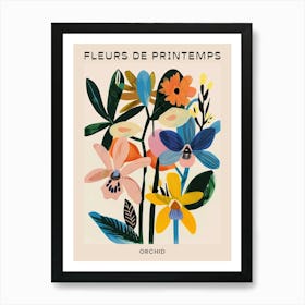 Spring Floral French Poster  Orchid 2 Art Print