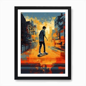 Skateboarding In Istanbul, Turkey Drawing 1 Art Print