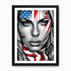 American Flag Woman 1 Art Print