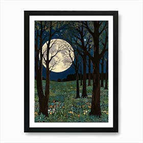 William Morris Moonlight In The Woods 1 Art Print