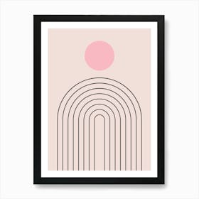 Mid Century Modern | 05 - Sun And Rainbow Blush Pink Art Print