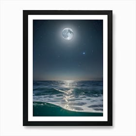 Full Moon Over The Ocean 1 Art Print