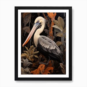 Dark And Moody Botanical Pelican 3 Poster